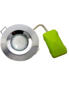 5749L G40 IP65 Downlight Earthed Model Inc Satin Silver With Frosted 8624 3.5W Lamp 