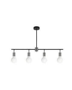 Wilson 4 way Spot Bar in Black with Silver Accents and Frosted 4W LED bulbs