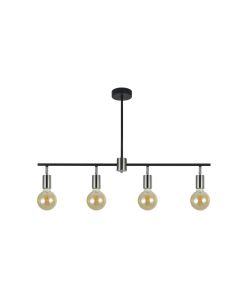Wilson 4 way Spot Bar in Black with Silver Accents and Clear 4W LED bulbs