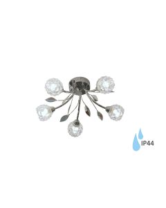 Covent Garden 5 Arm Semi Flush in Chrome with Glass Shades