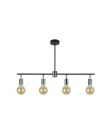 Wilson 4 way Spot Bar in Black with Silver Accents and Clear 4W LED bulbs
