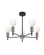 Trueman 5 arm pendant in Black Filament Globe Bulbs