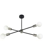 Kennedy 4 way Pendant in Black with Frosted Globe Bulbs