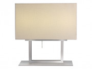 Aldwych 3 Light Table Lamp in Satin Silver with Rectangular Cream Shade
