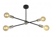 Kennedy 4 way Pendant in Black with Clear Globe Bulbs