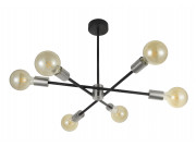 Kennedy 6 way pendant in Black with Clear Filament 4W LED Bulbs