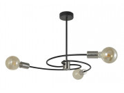 Jefferson 3 arm pendant in Black with Silver Accents with Clear 4W LED Filament Bulbs
