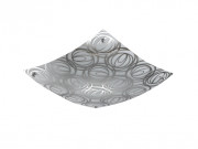 Kensington Small Square Flush in White Glass with Etched Silver Design