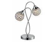 Osterley Double Table Lamp in Chrome with Decorative crystal Shades