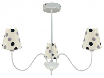 Riley 3 Arm Pendant in White with Black & Blue Spot pop shade