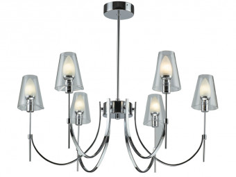 Cherbourge 6 Arm Pendant in Chrome with Glass Shades
