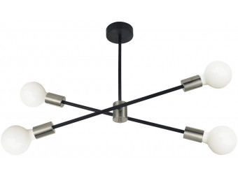 Kennedy 4 way Pendant in Black with Frosted Globe Bulbs