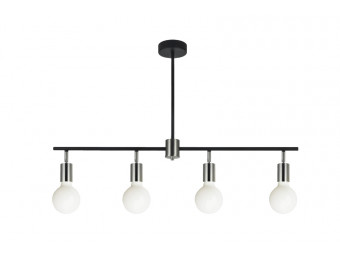Wilson 4 way Spot Bar in Black with Silver Accents and Frosted 4W LED bulbs