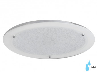Barbican Round Large Flush Fitting in Etched White Glass