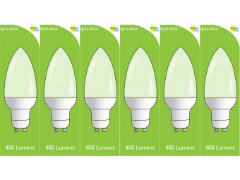 8034 4w L1/ GU10 Frosted LED Candle (4900, 2860 & 2310 Replacement) *6 Pack Bundle*