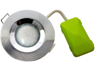 5749L G40 IP65 Downlight Earthed Model Inc Satin Silver With Frosted 8624 3.5W Lamp 
