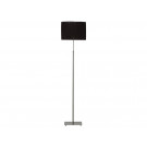 Vilnius Floor Lamp in Satin Silver with Oval Black Shade