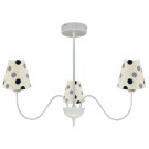 Riley 3 Arm Pendant in White with Black & Blue Spot pop shade