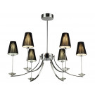 Roubaix 6 Arm Pendant in Chrome with Black string shades