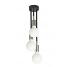 Wilson 3 way Semi Flush spot in Black with Silver Accents and Frosted 4W LED Filament Bulbs