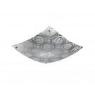 Kensington Small Square Flush in White Glass with Etched Silver Design