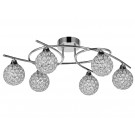Osterley 6 Arm semi flush fitting in Chrome with crystal shades