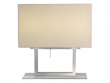 Aldwych 3 Light Table Lamp in Satin Silver with Rectangular Cream Shade