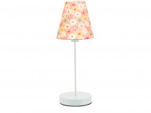 Riley Table Lamp in white with 4438 Pink Flower pop shade