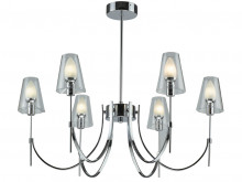 Cherbourge 6 Arm Pendant in Chrome with Glass Shades