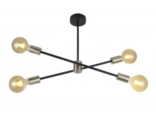 Kennedy 4 way Pendant in Black with Clear Globe Bulbs