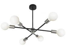 Kennedy 6 way pendant in Black with Frosted Filament 4W LED Bulbs