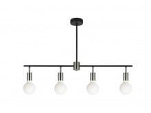Wilson 4 way Spot Bar in Black with Silver Accents and Frosted 4W LED bulbs