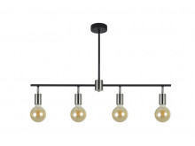 Wilson 4 way Spot Bar in Black with Silver Accents and Clear 4W LED bulbs