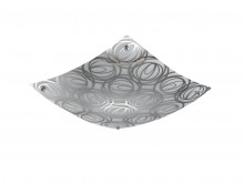 Kensington Large Square Flush in White Glass with Etched Silver Design